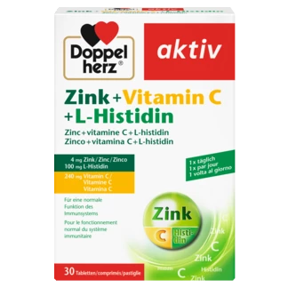 Doppelherz aktiv Zinco + Vitamina C + L-histidin Vista frontale