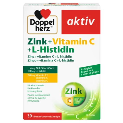 Doppelherz aktiv Zinco + Vitamina C + L-histidin Vista frontale