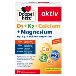 Doppelherz aktiv D3 + K2 + Calcio + Magnesio Vista frontale