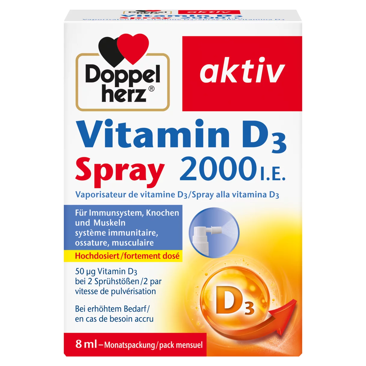 Doppelherz aktiv Spray alla vitamina D3 Vista frontale